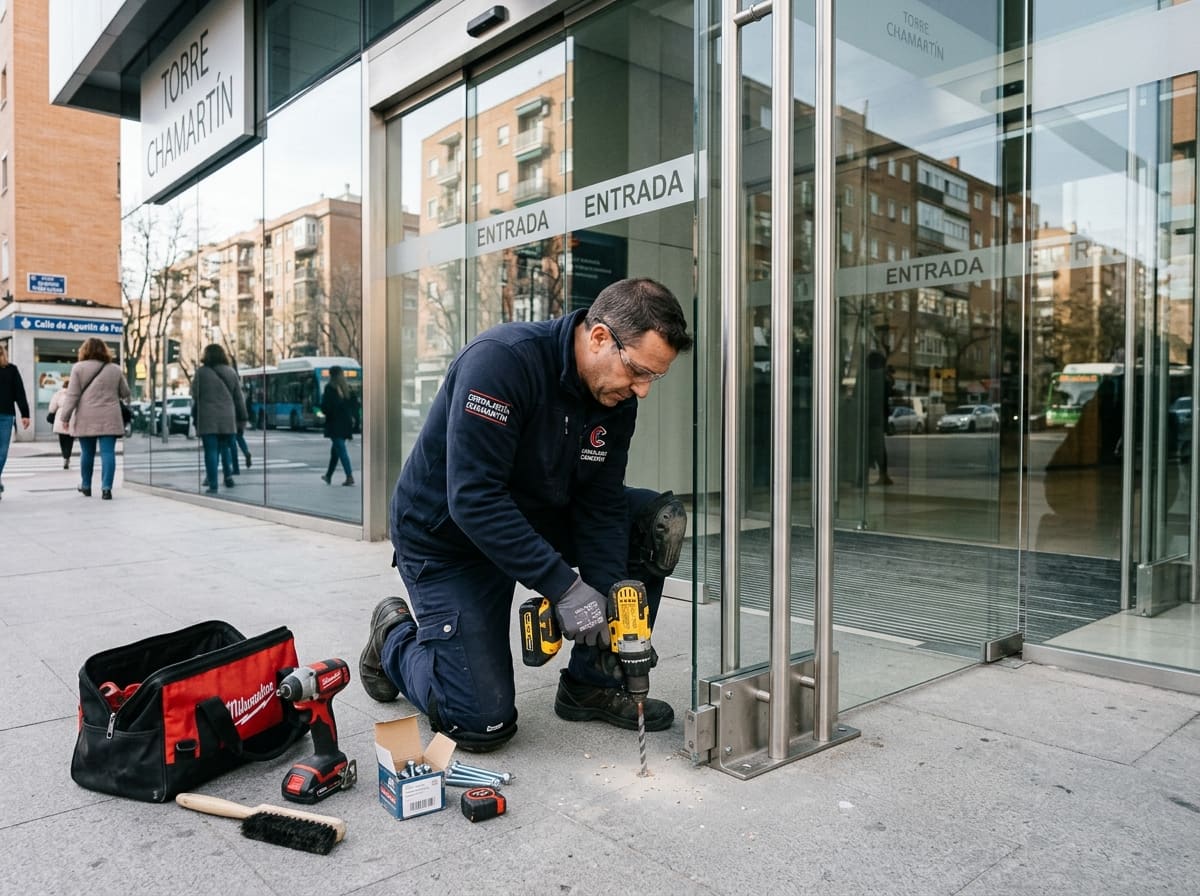 Ilustración: cerradura de acceso a oficinas en un edificio de Chamartín