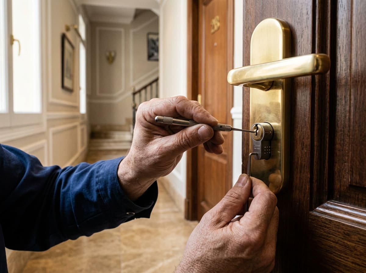 Ilustración: apertura de una puerta de vivienda sin dañar la cerradura, Retiro