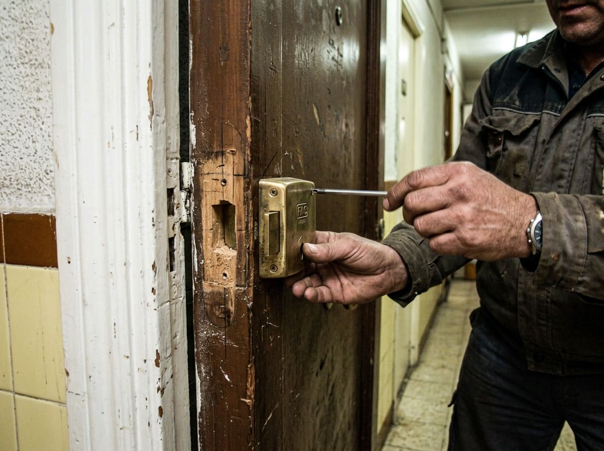 Ilustración: cerrojo de seguridad instalado en una puerta