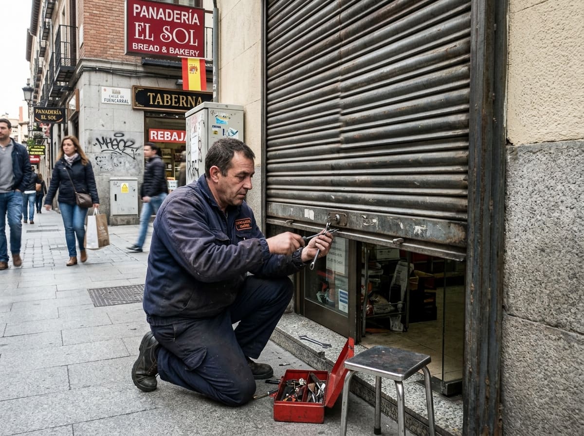 Ilustración: cierre de seguridad en la puerta de un local comercial